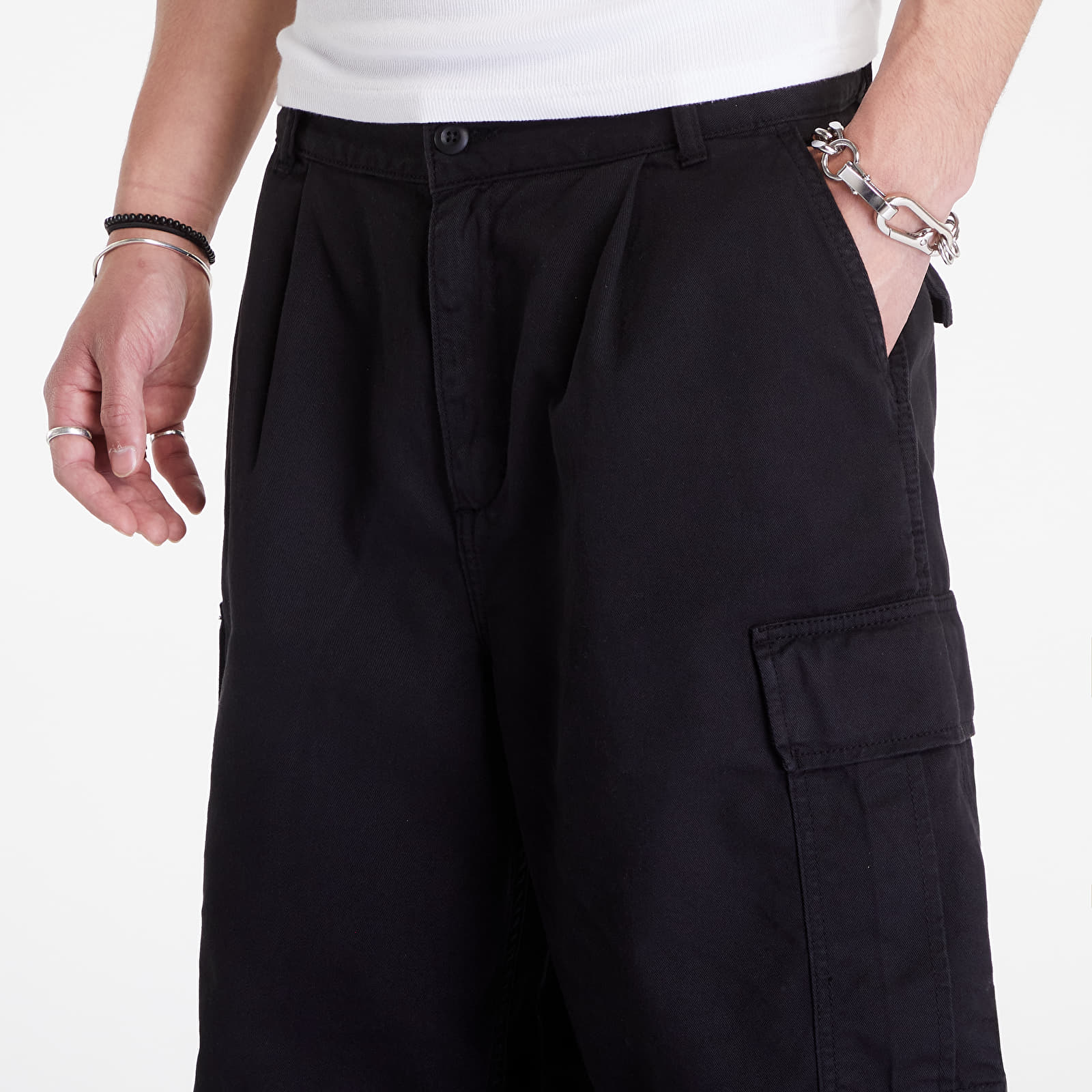 Pantaloni și blugi Carhartt WIP Cole Cargo Pant Black Garment Dyed