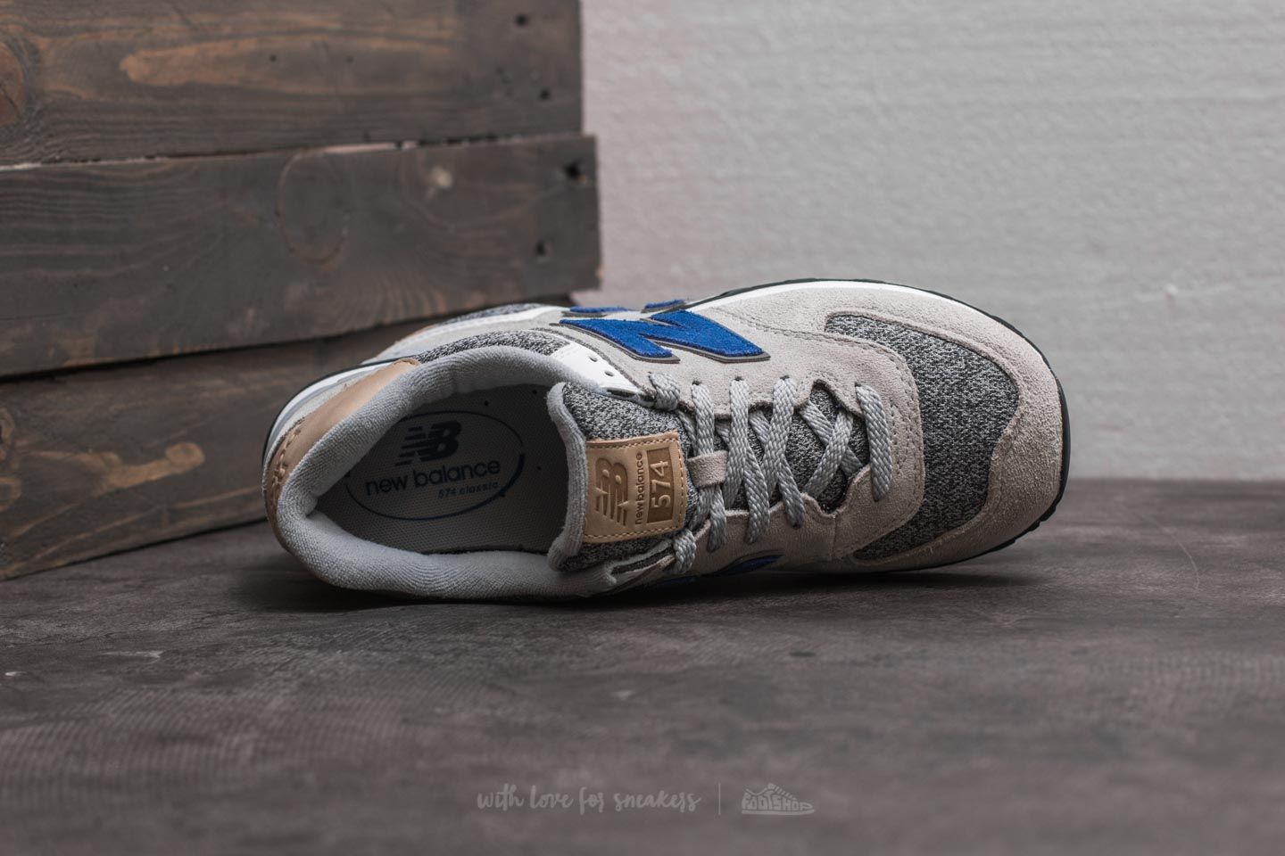 Sko til mænd New Balance 574 Grey/ Blue/ White