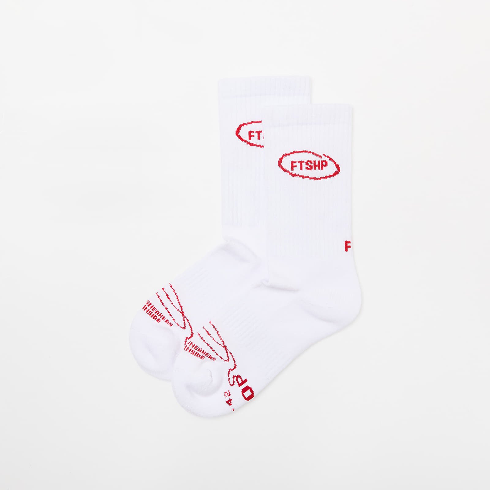 Socken Footshop Basic Crew Socks 1-Pack White/ Red