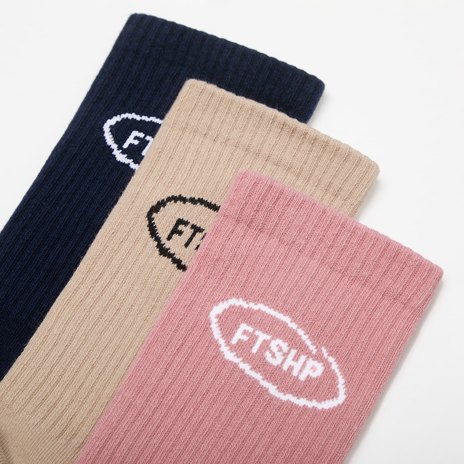 Socks Footshop Basic Crew Socks 3-Pack Navy/ Acru/ Pink