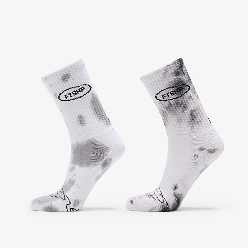Footshop Basic Crew Socks 2-Pack Tie Dey Bw