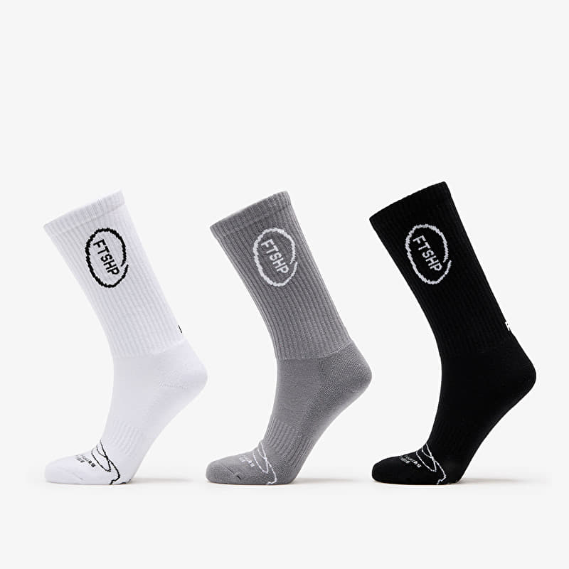 Footshop High Crew Socks 3-Pack Black/ White/ Grey