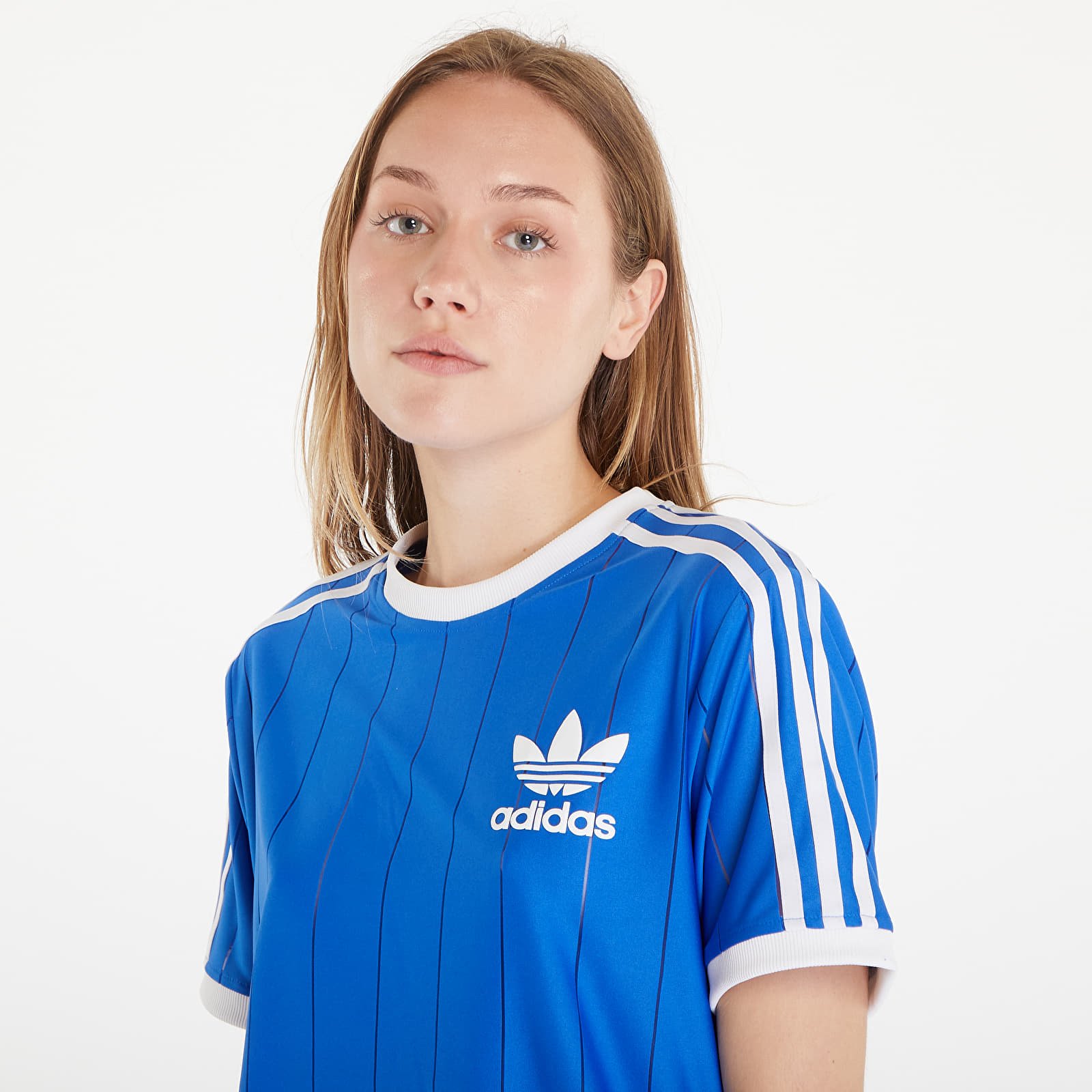 Trička adidas Adicolor 3 Stripes Pinstripe Short Sleeve Tee Blue