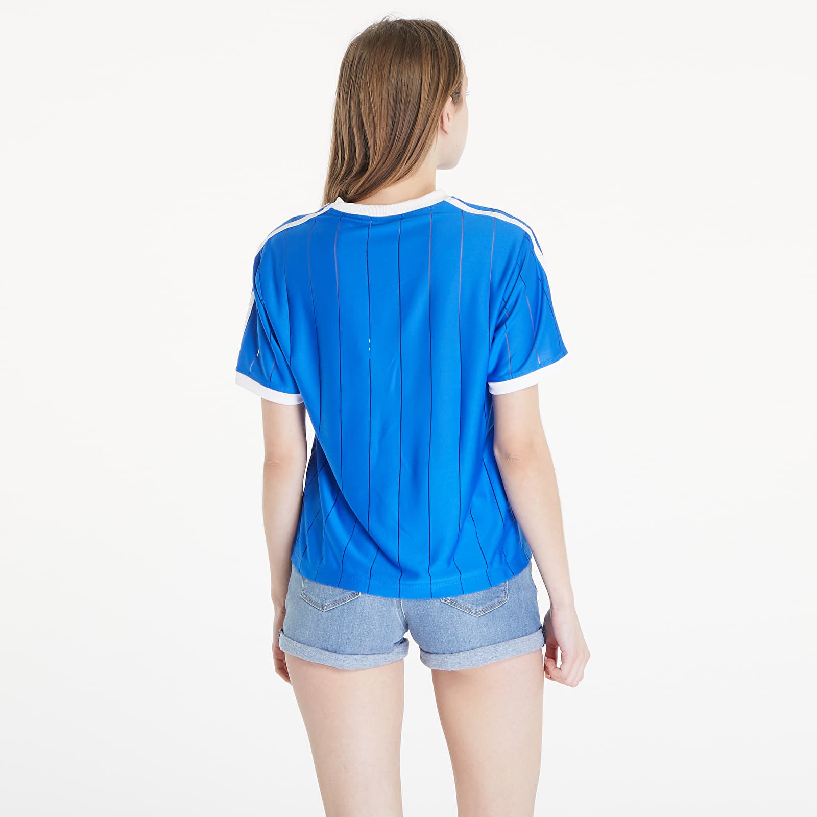 Trička adidas Adicolor 3 Stripes Pinstripe Short Sleeve Tee Blue