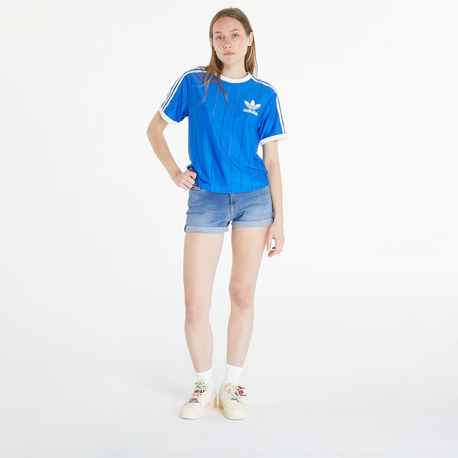 Trička adidas Adicolor 3 Stripes Pinstripe Short Sleeve Tee Blue
