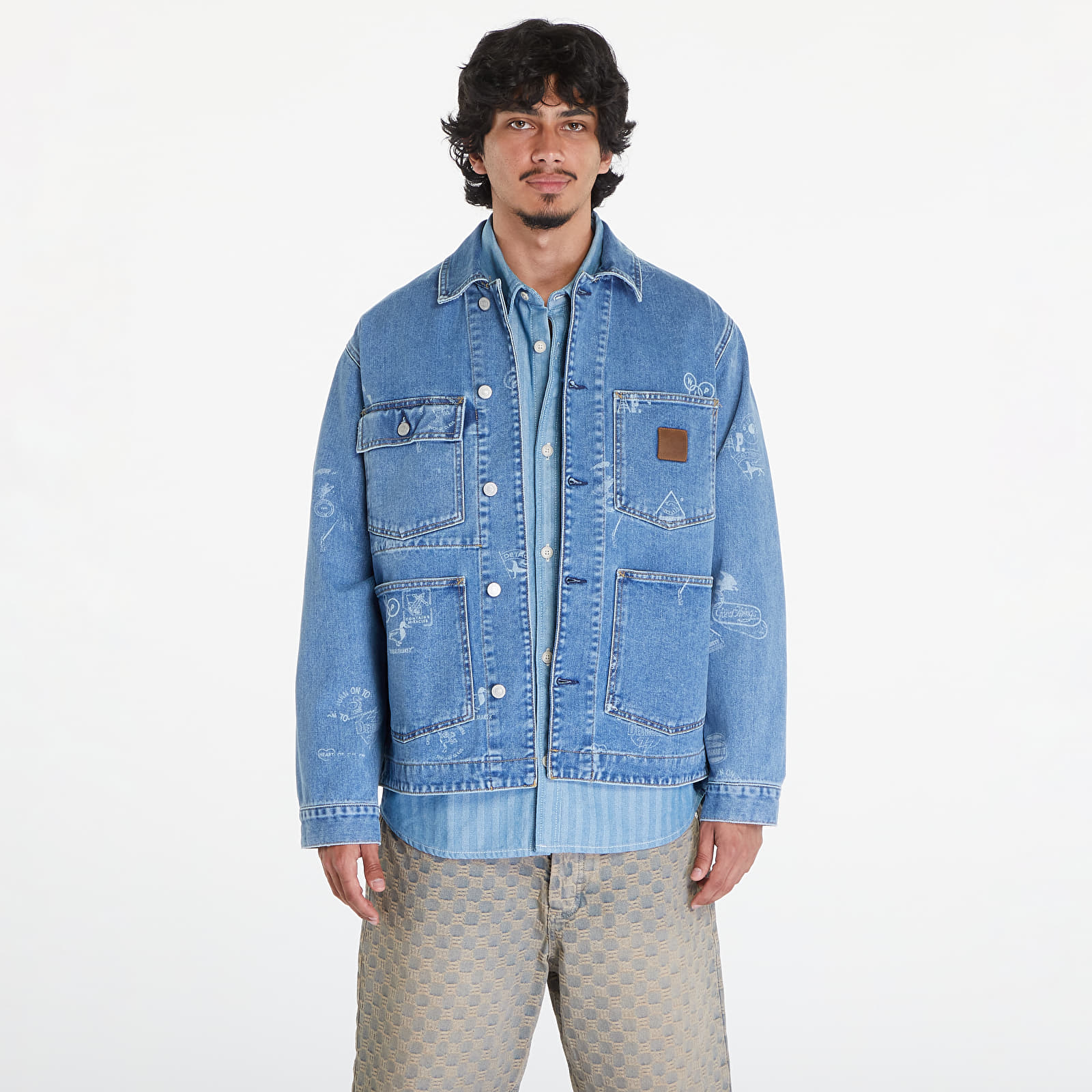 Overshirt Carhartt WIP Stamp Jacket UNISEX Stamp Print/ Blue Bleached