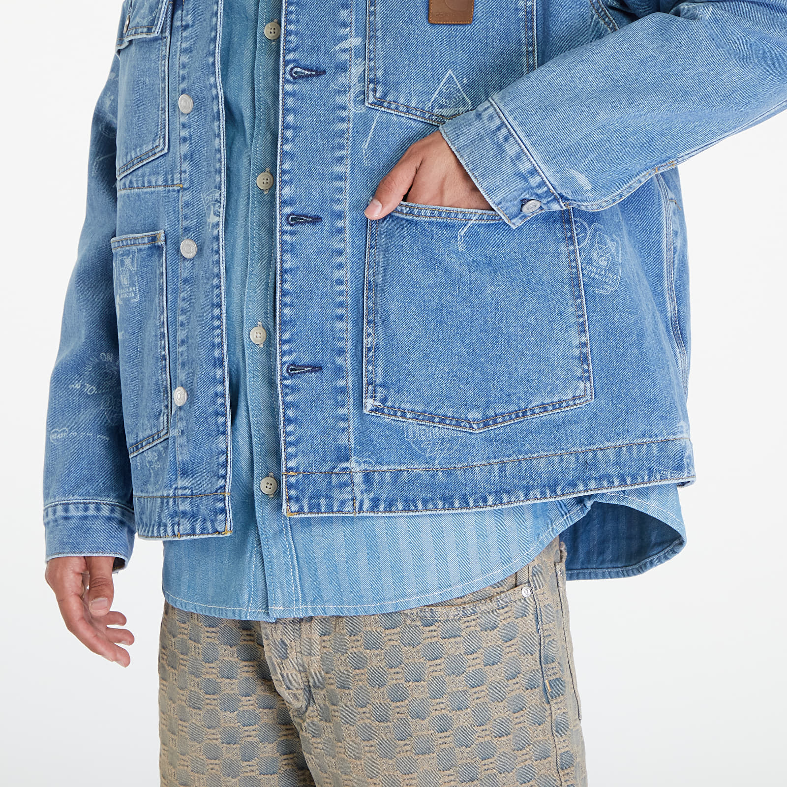 Overshirt Carhartt WIP Stamp Jacket UNISEX Stamp Print/ Blue Bleached