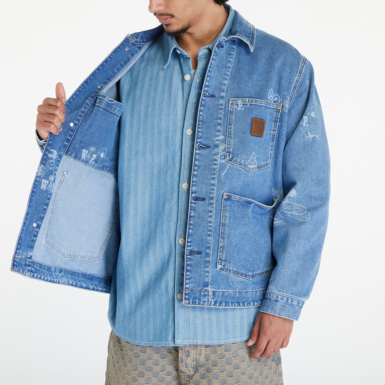 Overshirt Carhartt WIP Stamp Jacket UNISEX Stamp Print/ Blue Bleached