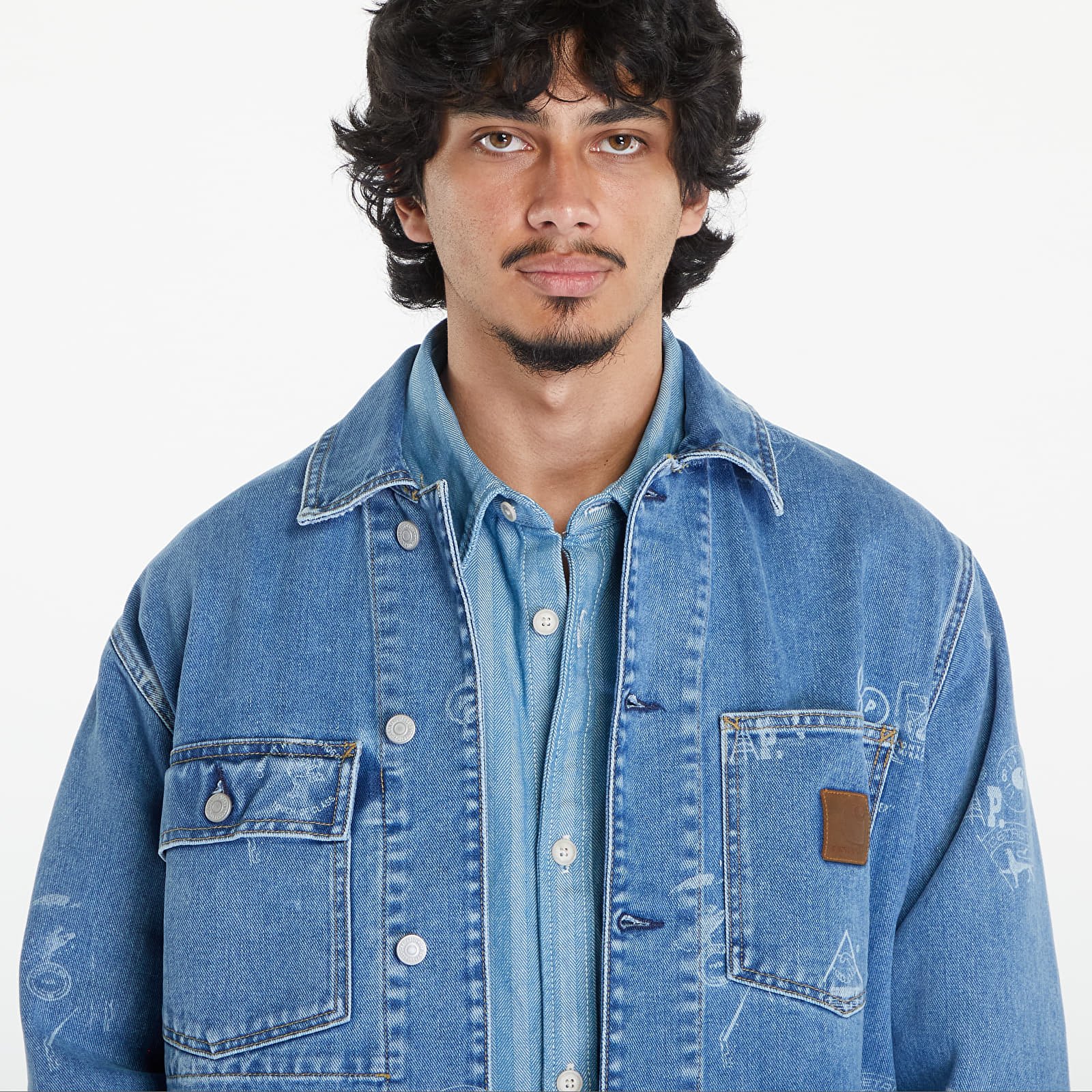 Overshirt Carhartt WIP Stamp Jacket UNISEX Stamp Print/ Blue Bleached