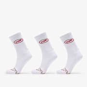 Footshop Basic Crew Socks 3-Pack White (Red Logo)