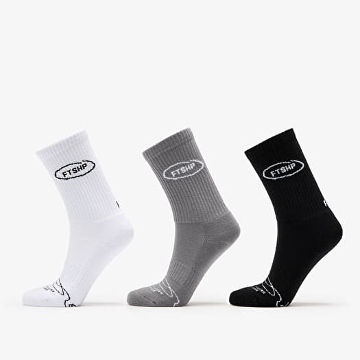 Footshop Basic Crew Socks 3-Pack Black/ White/ Grey