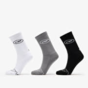 Footshop Basic Crew Socks 3-Pack Black/ White/ Grey