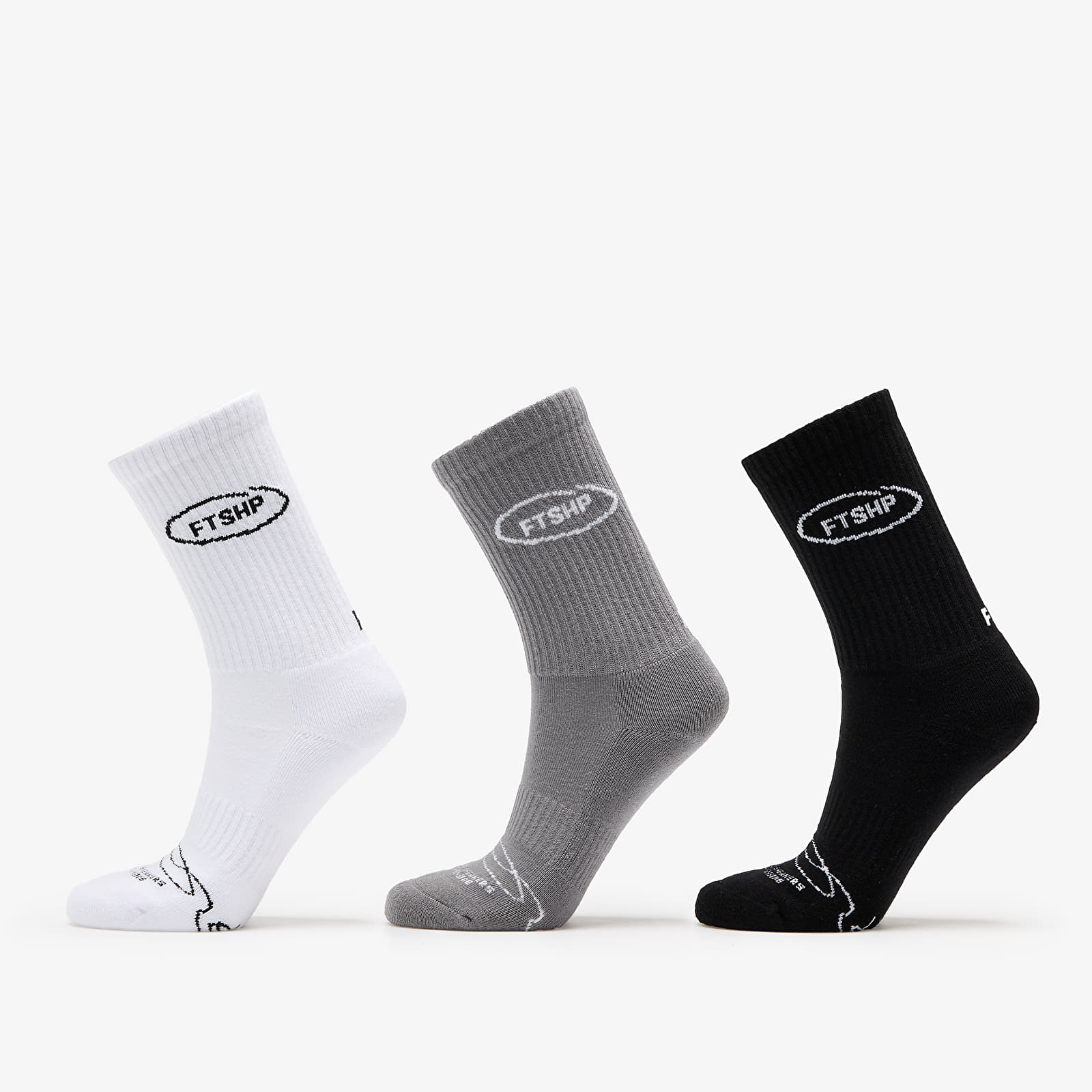 Sukat Footshop Basic Crew Socks 3-Pack Black/ White/ Grey