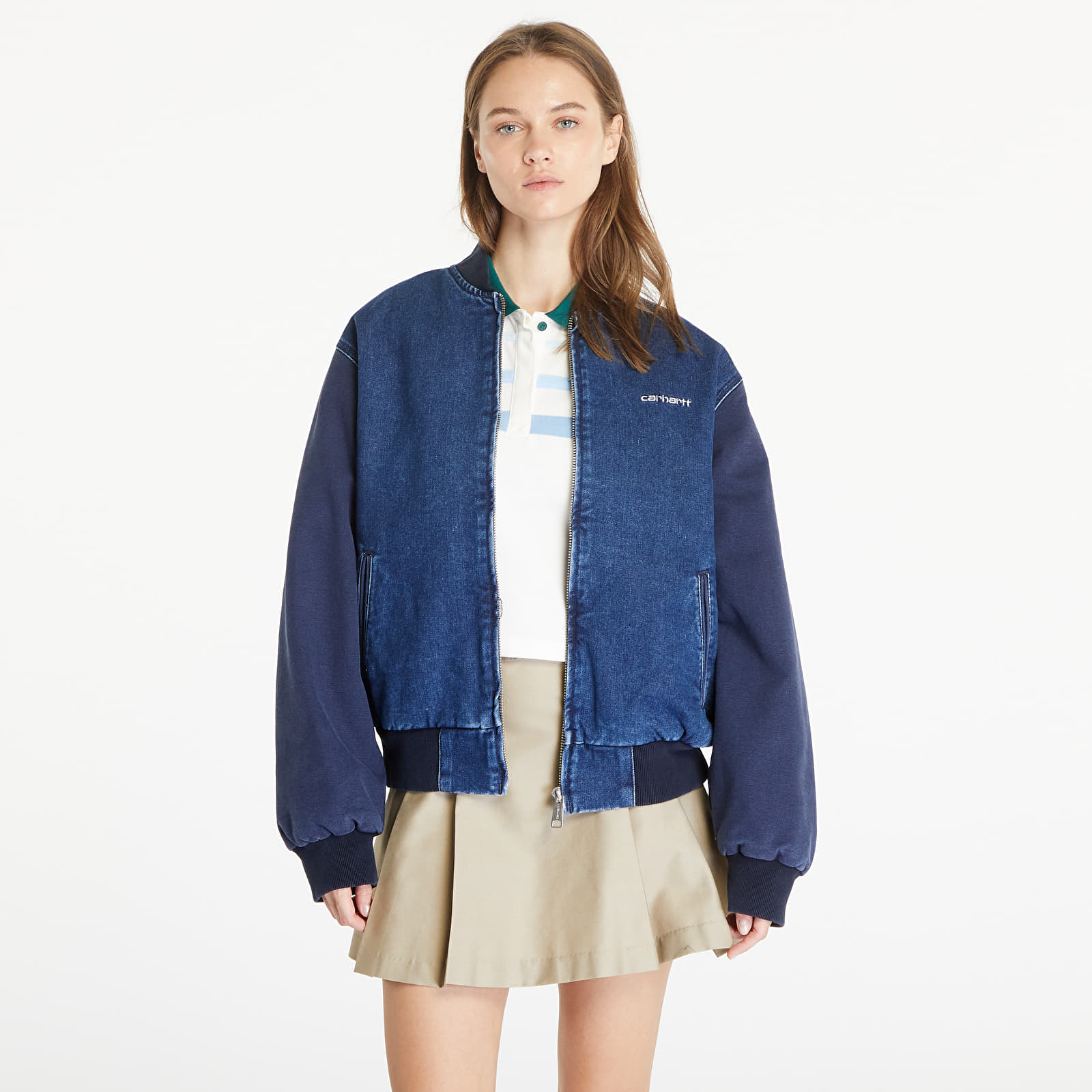 Bomberjoped Carhartt WIP Paxon Bomber UNISEX Blue/ Dark Navy/ Stone Washed