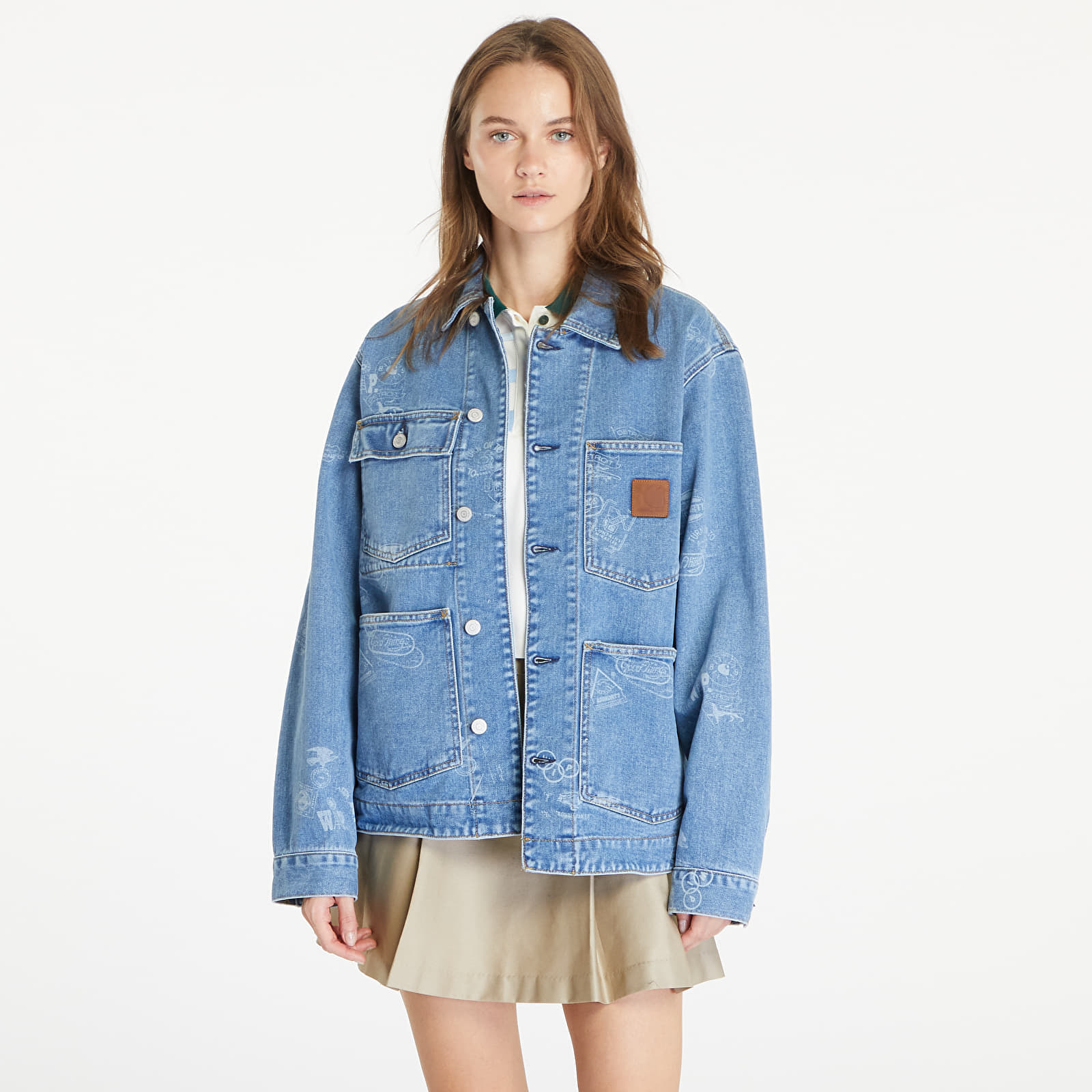 Jacheta Carhartt WIP Stamp Jacket UNISEX Stamp Print/ Blue Bleached - 1 | YEO