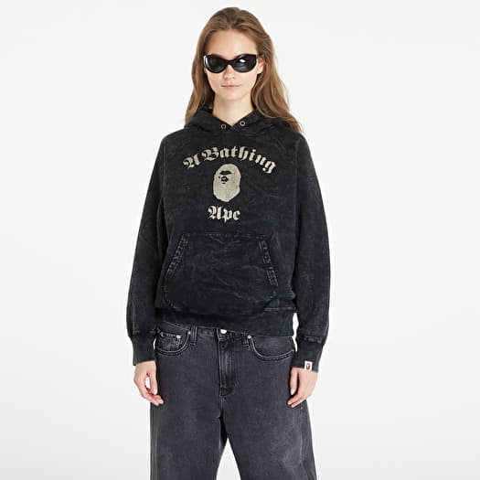 A BATHING APE A Bathing Ape Overdye Pullover Relaxed Fit Hoodie Black