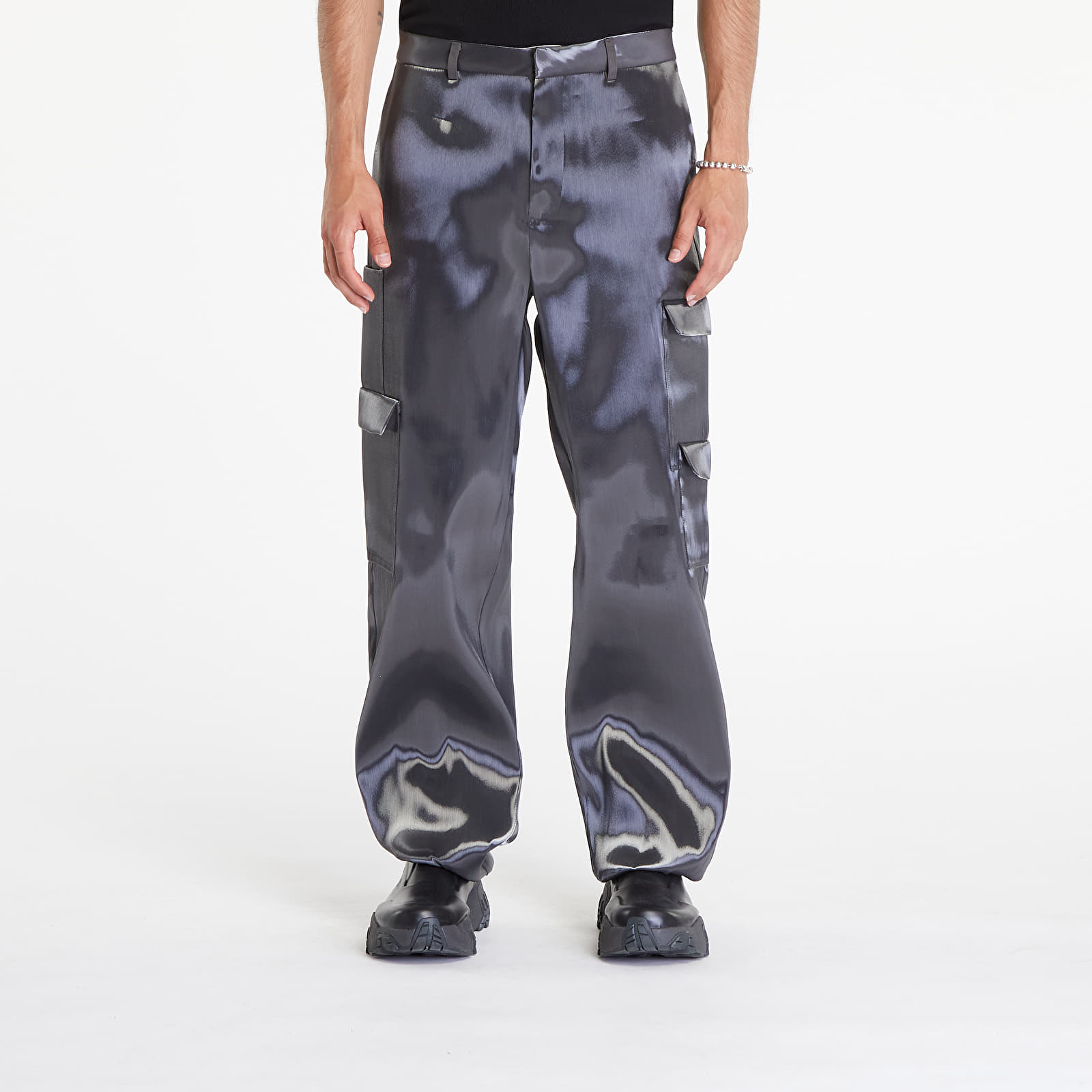Džíny a kalhoty HELIOT EMIL Liquid Metal Cargo Pants Metalic