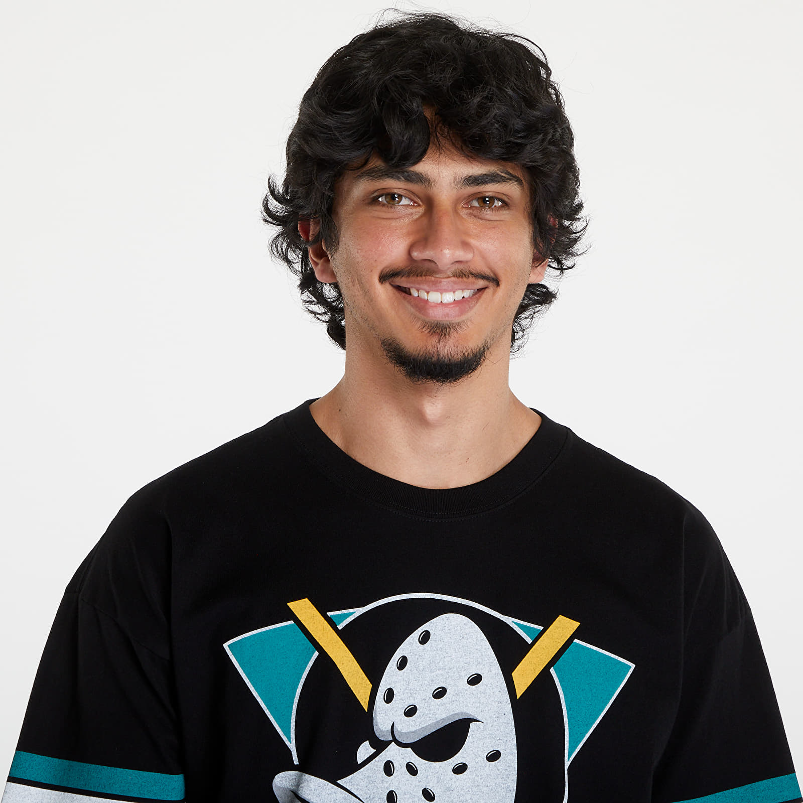 Men's T-shirts Mitchell & Ness NHL Fashion Oversized SS Tee Vintage Logo Anaheim Ducks Black