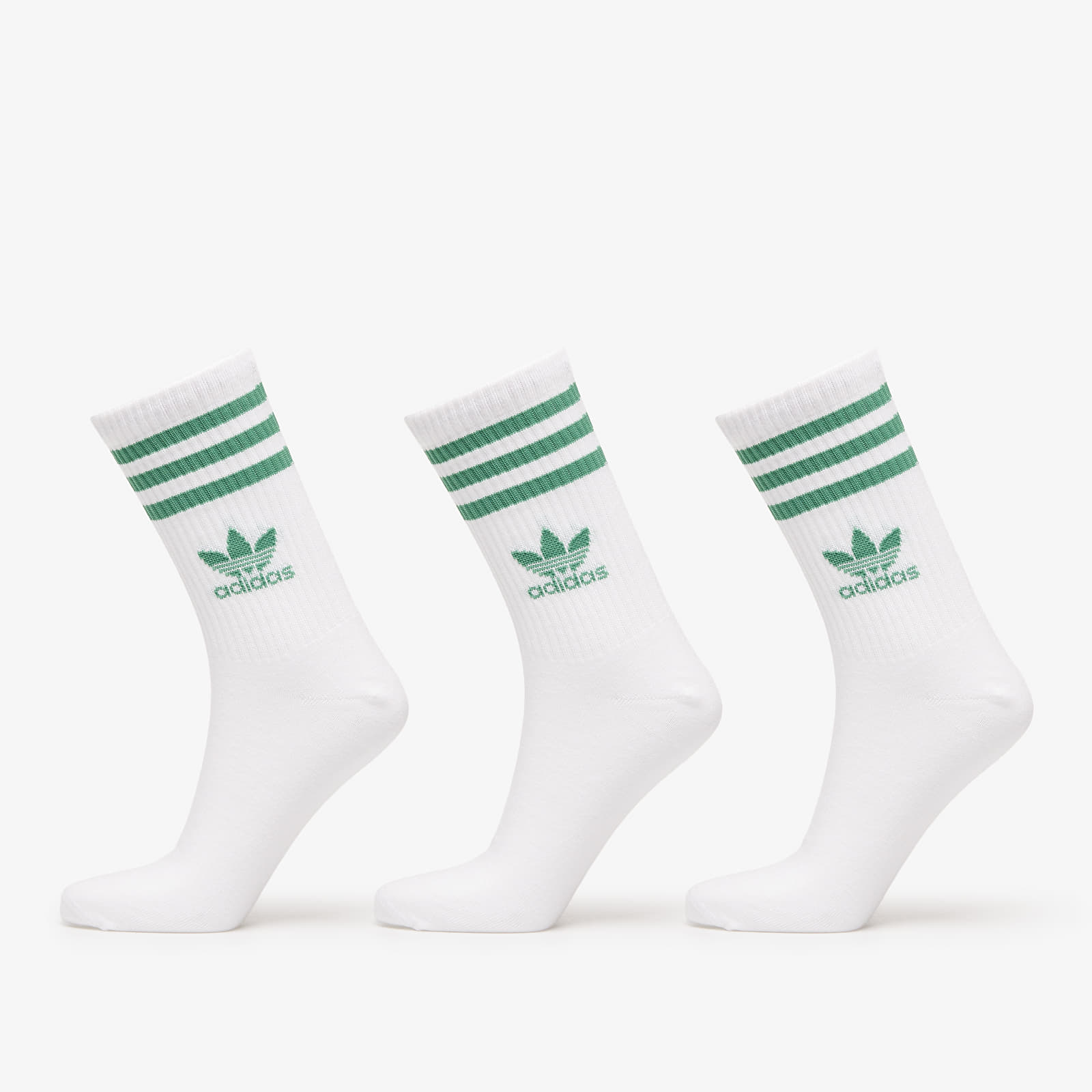 Skarpetki adidas Mid Cut Crew Sock 3-Pack White/ Preloved Green/ Mgh Solid Grey