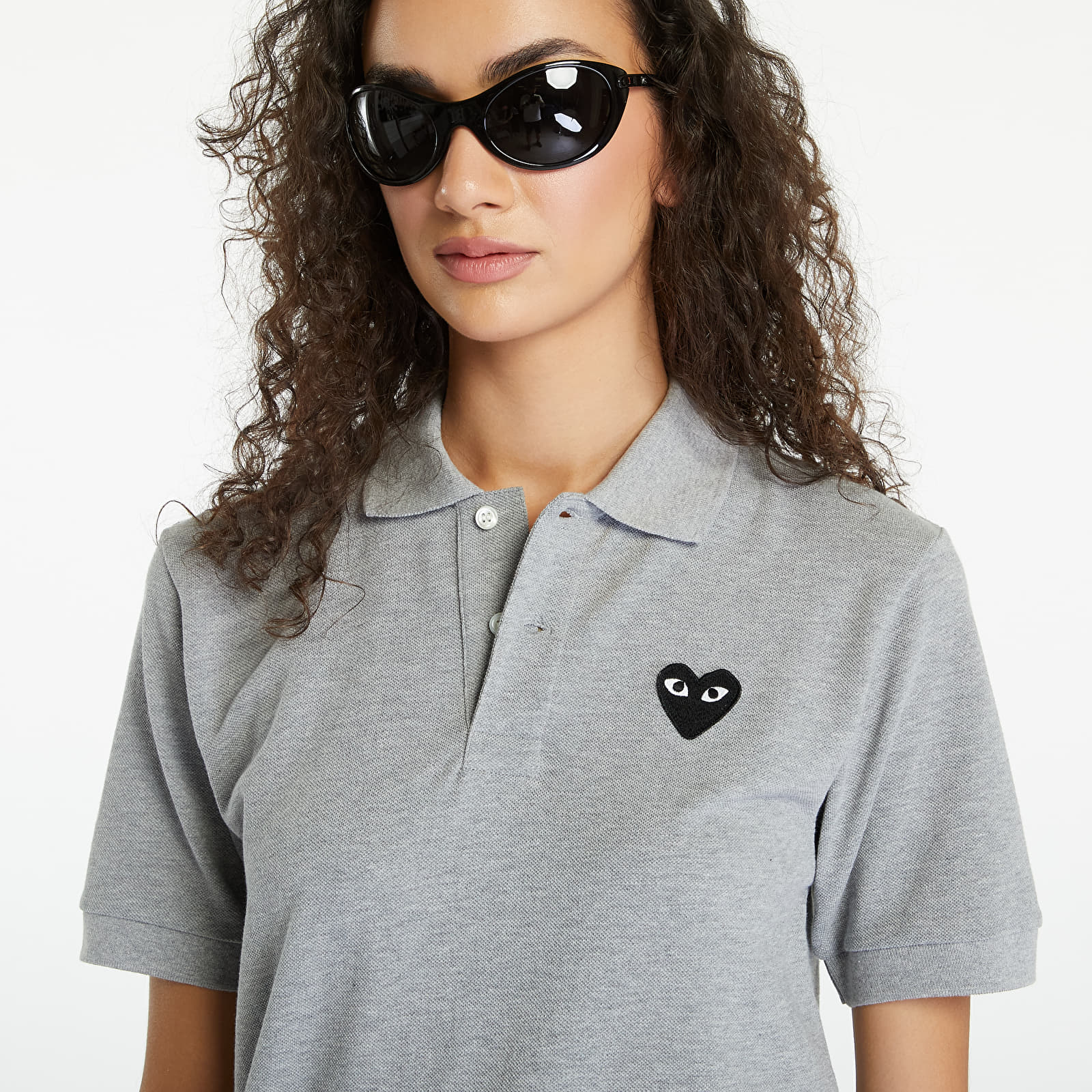 T-Shirts Comme des Garçons PLAY Emblem Knit Short Sleeve Tee UNISEX Grey