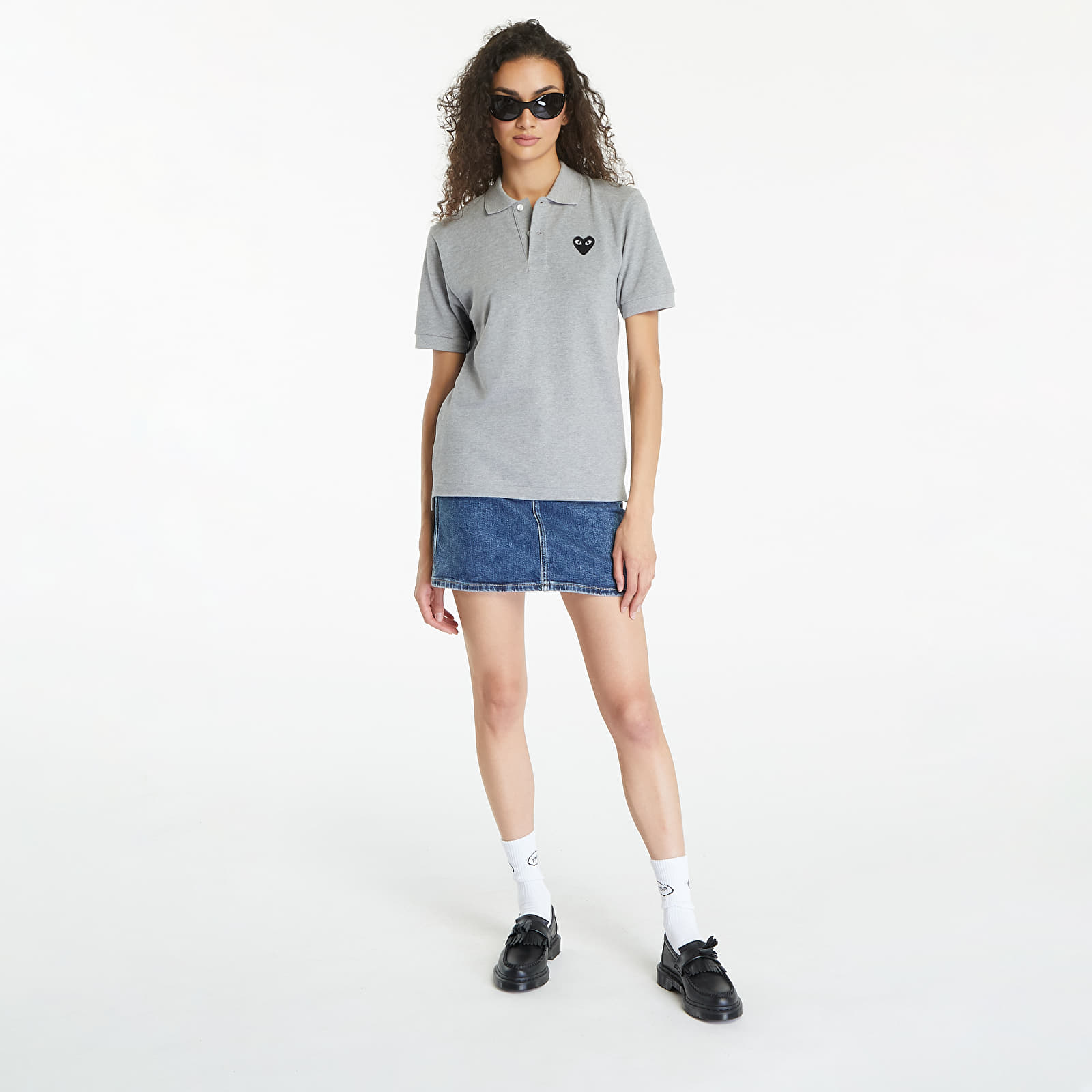 T-Shirts Comme des Garçons PLAY Emblem Knit Short Sleeve Tee UNISEX Grey