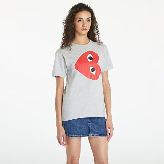 T-shirt Comme des Garçons PLAY Logo Print Short Sleeve Tee UNISEX Grey