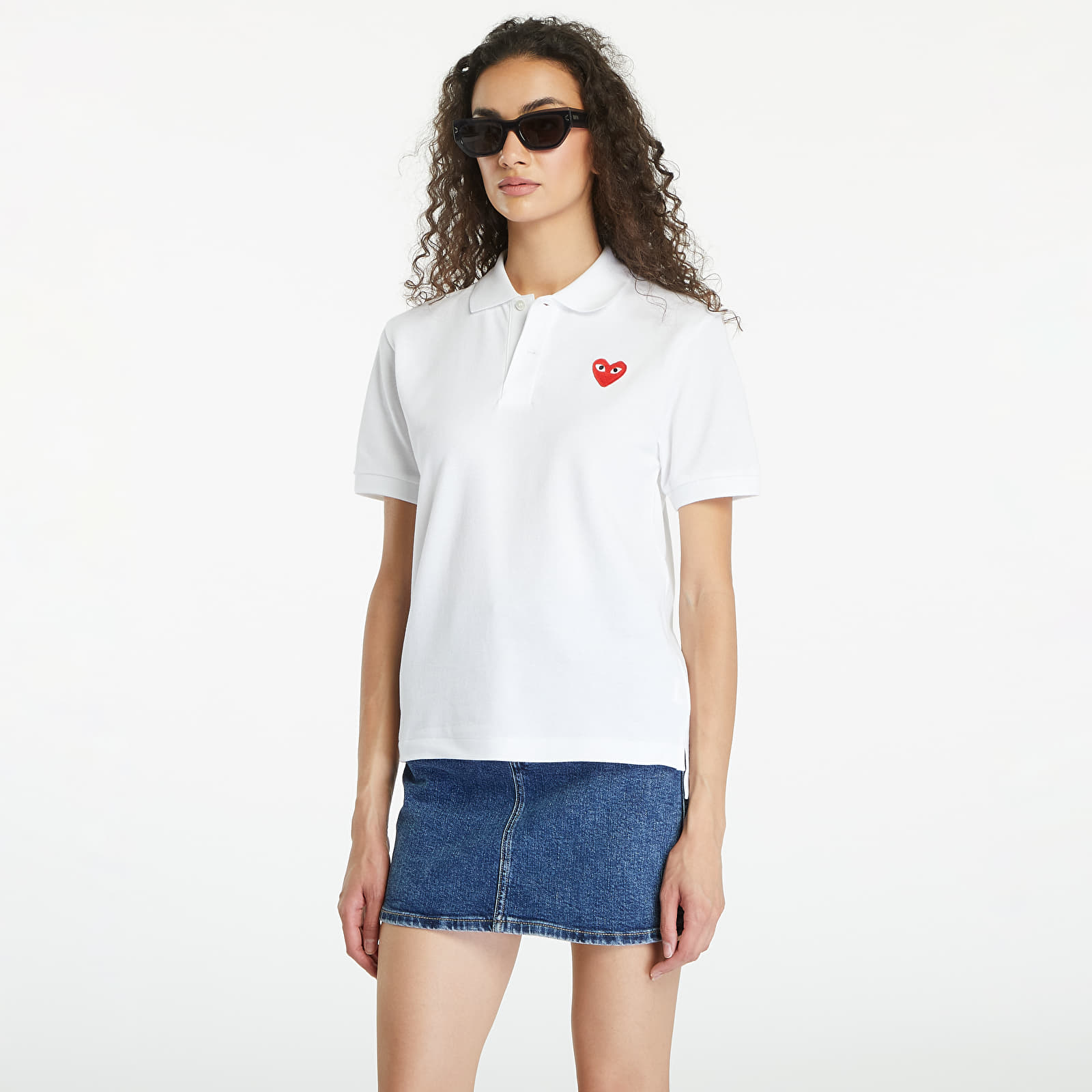Koszulki Comme des Garçons PLAY Emblem Knit Short Sleeve Tee UNISEX White