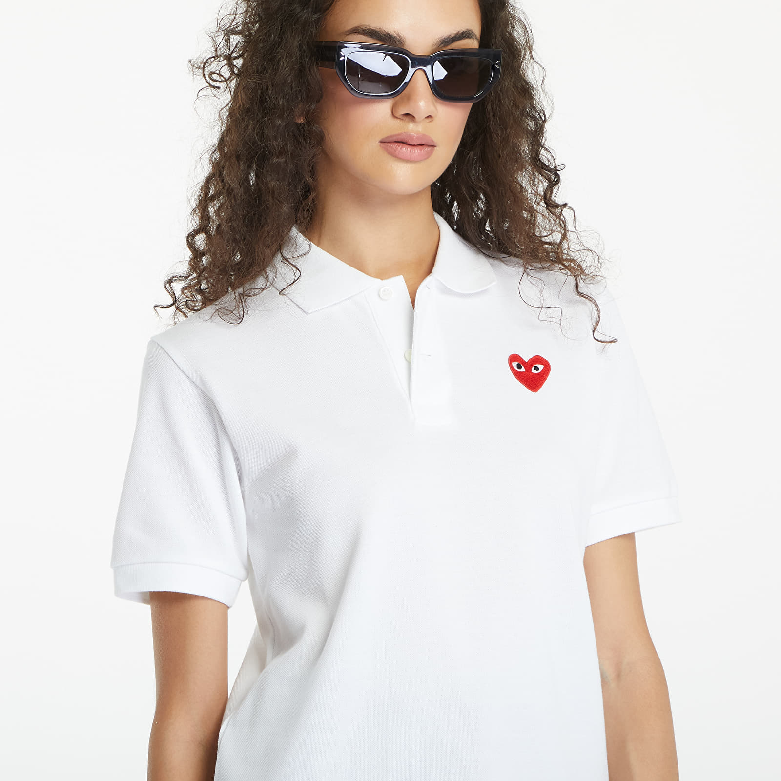 Koszulki Comme des Garçons PLAY Emblem Knit Short Sleeve Tee UNISEX White