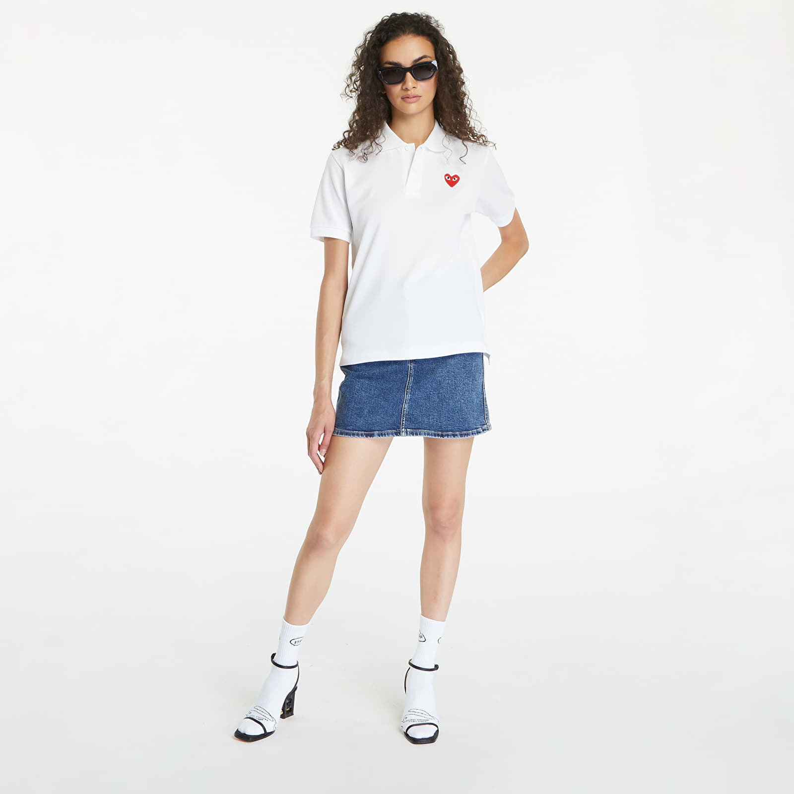 Koszulki Comme des Garçons PLAY Emblem Knit Short Sleeve Tee UNISEX White