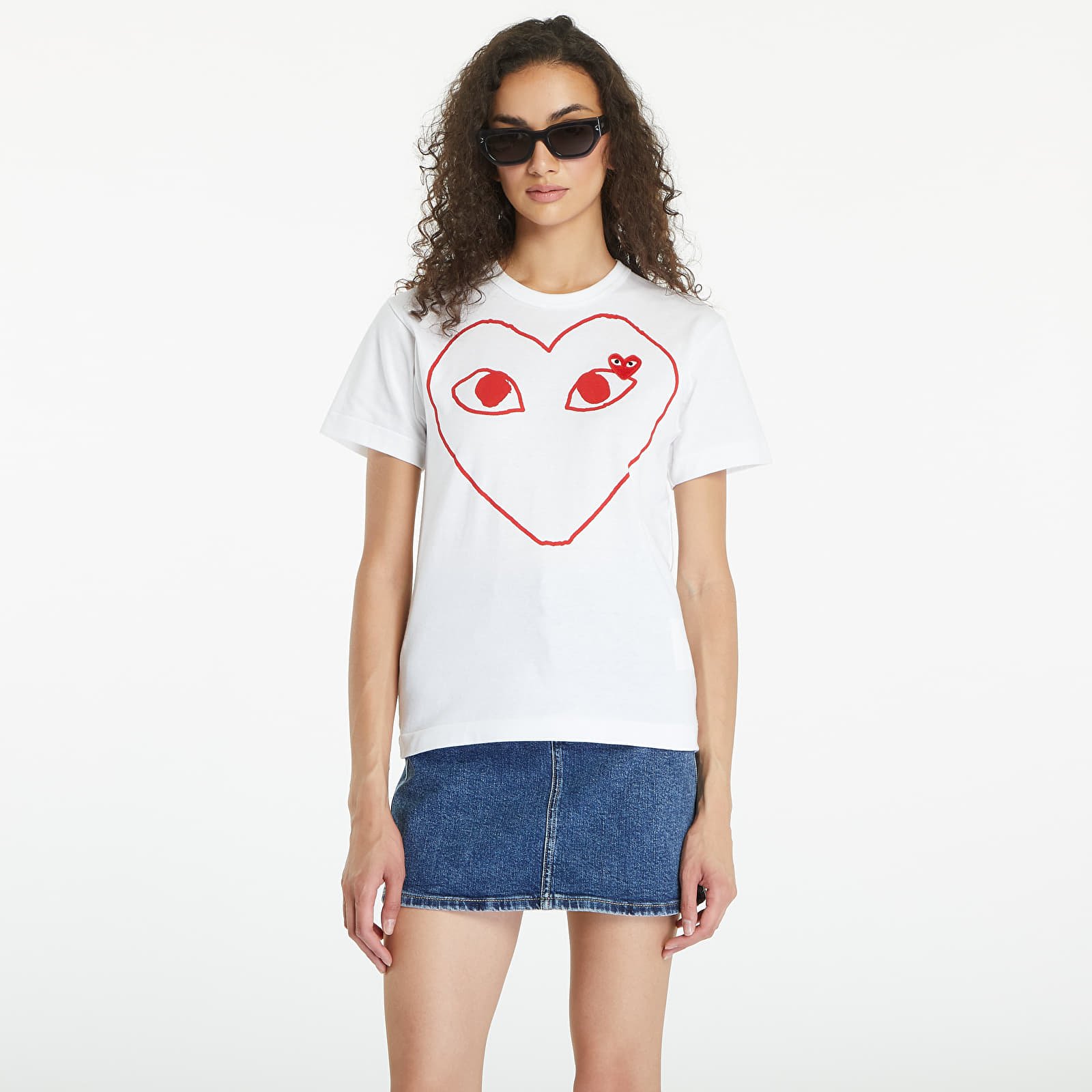 T-Shirts Comme des Garçons PLAY Heart Logo Short Sleeve Tee UNISEX White