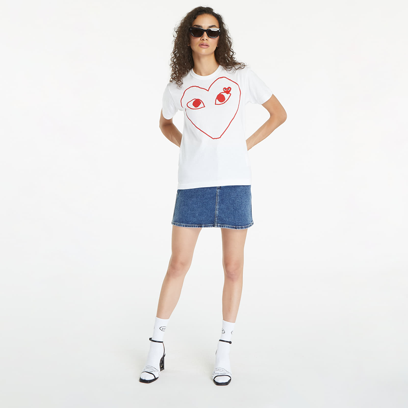 T-Shirts Comme des Garçons PLAY Heart Logo Short Sleeve Tee UNISEX White