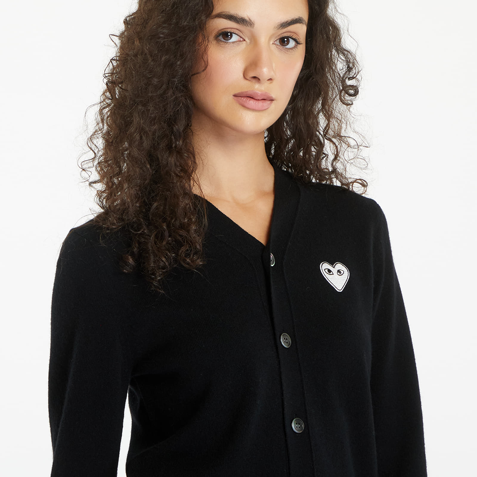 Svetry Comme des Garçons PLAY V-Neck Emblem Knit Cardigan UNISEX Black
