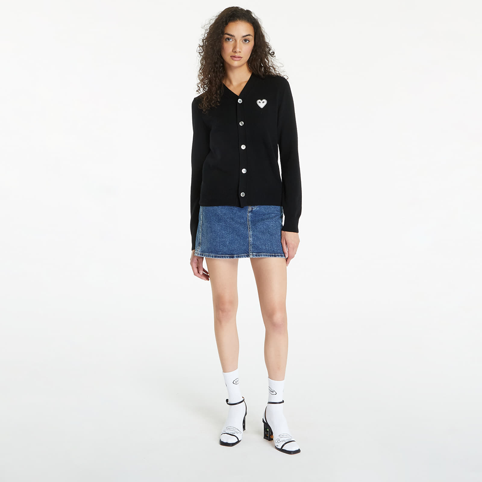 Svetry Comme des Garçons PLAY V-Neck Emblem Knit Cardigan UNISEX Black