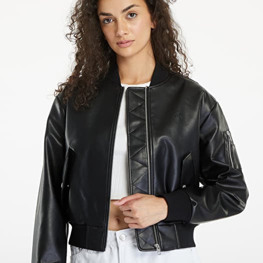 Jackets Calvin Klein Jeans Faux Leather Bomber Jacket Black Footshop