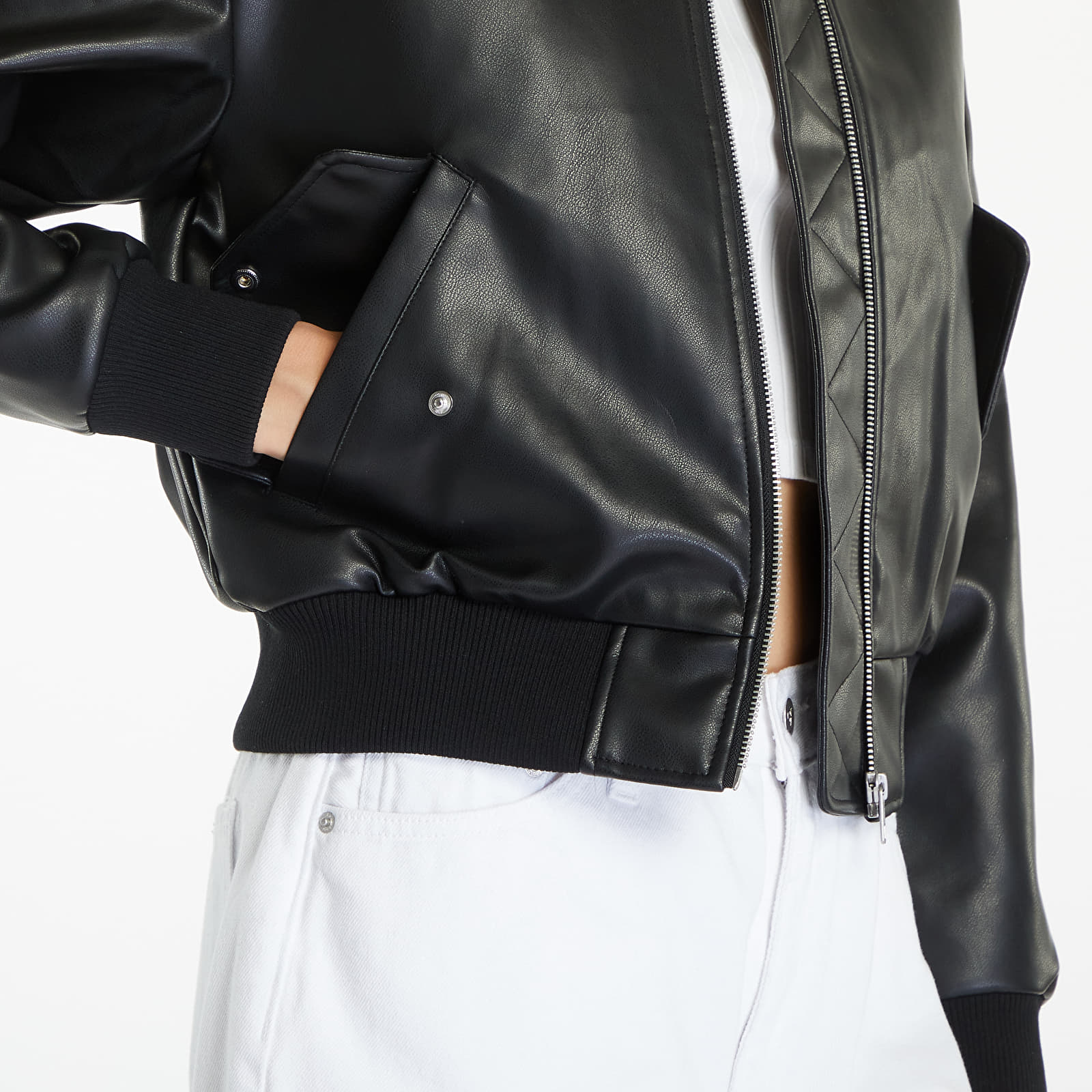 Jackets Calvin Klein Jeans Faux Leather Bomber Jacket Black