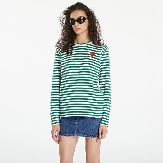 T-shirt Comme des Garçons PLAY Long Sleeve Tee UNISEX Green/ White