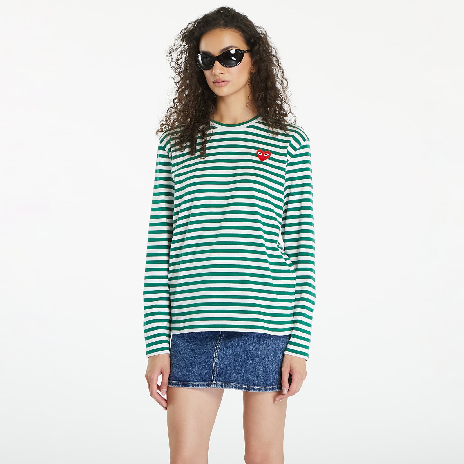 T-shirts  Comme des Garçons PLAY Long Sleeve Tee UNISEX Green/ White