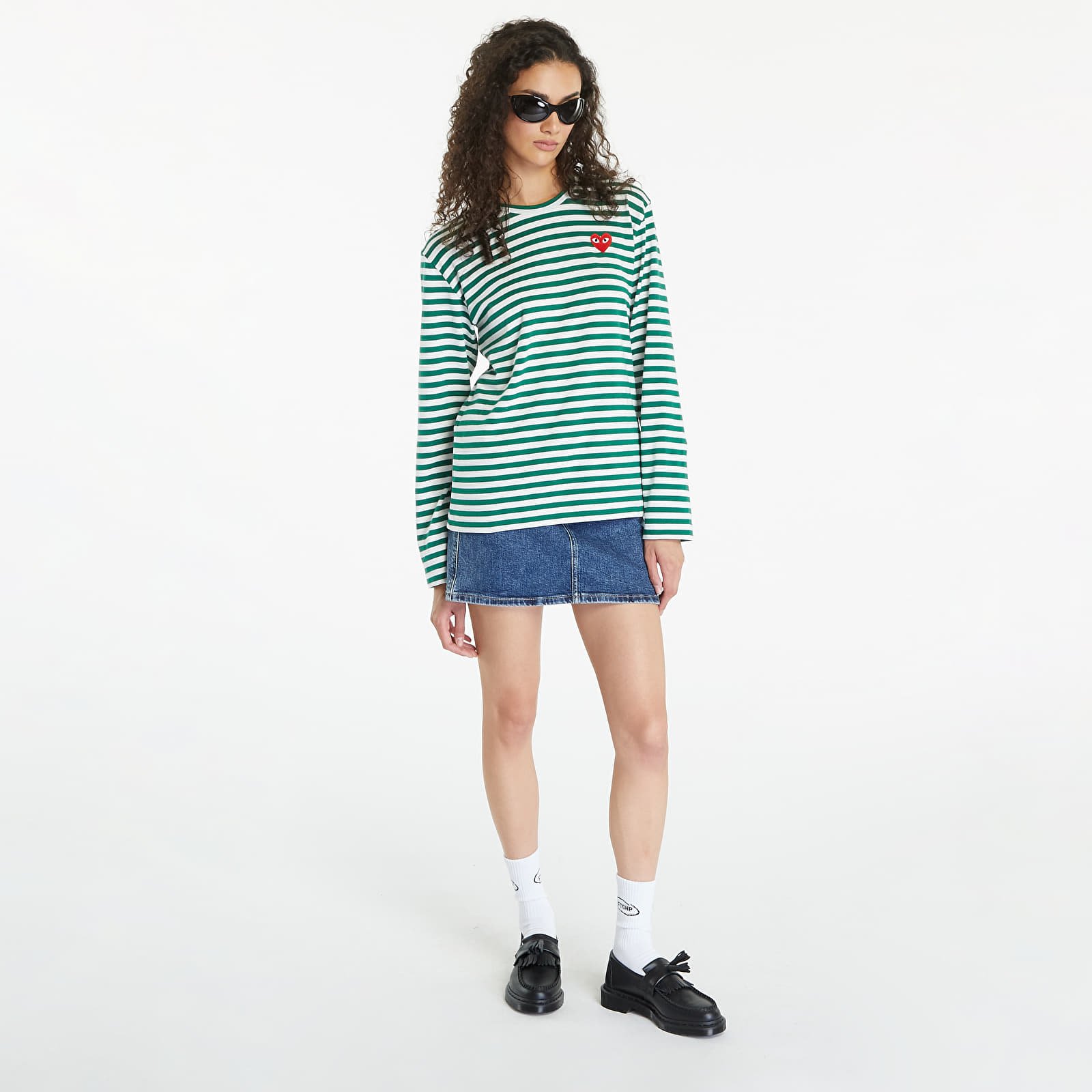T-shirts  Comme des Garçons PLAY Long Sleeve Tee UNISEX Green/ White