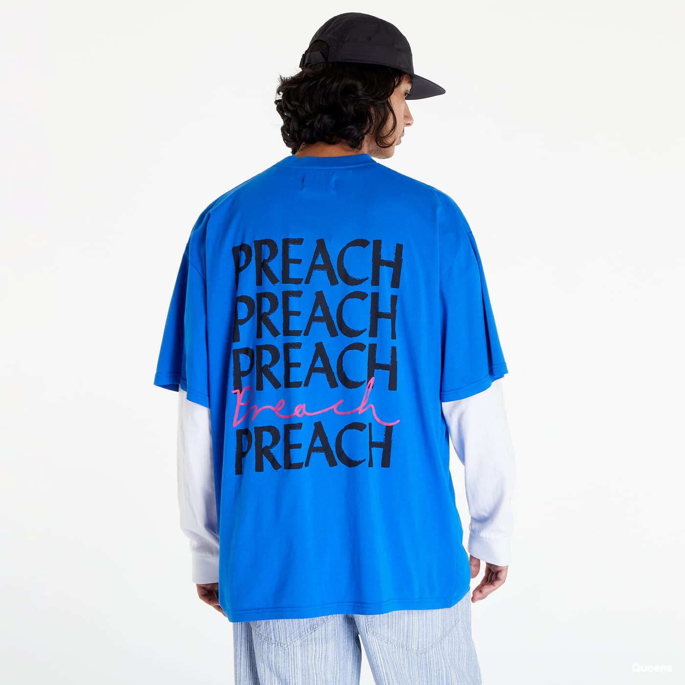 Männer T-Shirts PREACH Logo Wording T-Shirt GOTS Blue