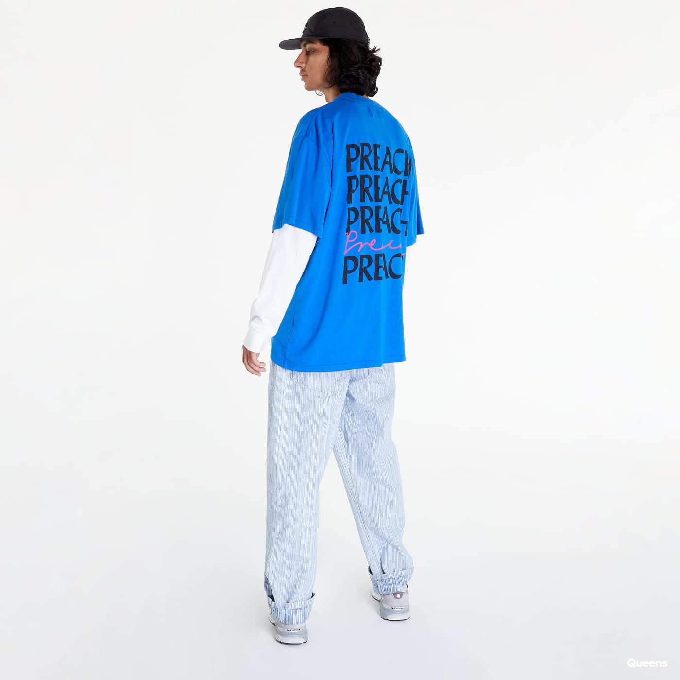 Männer T-Shirts PREACH Logo Wording T-Shirt GOTS Blue