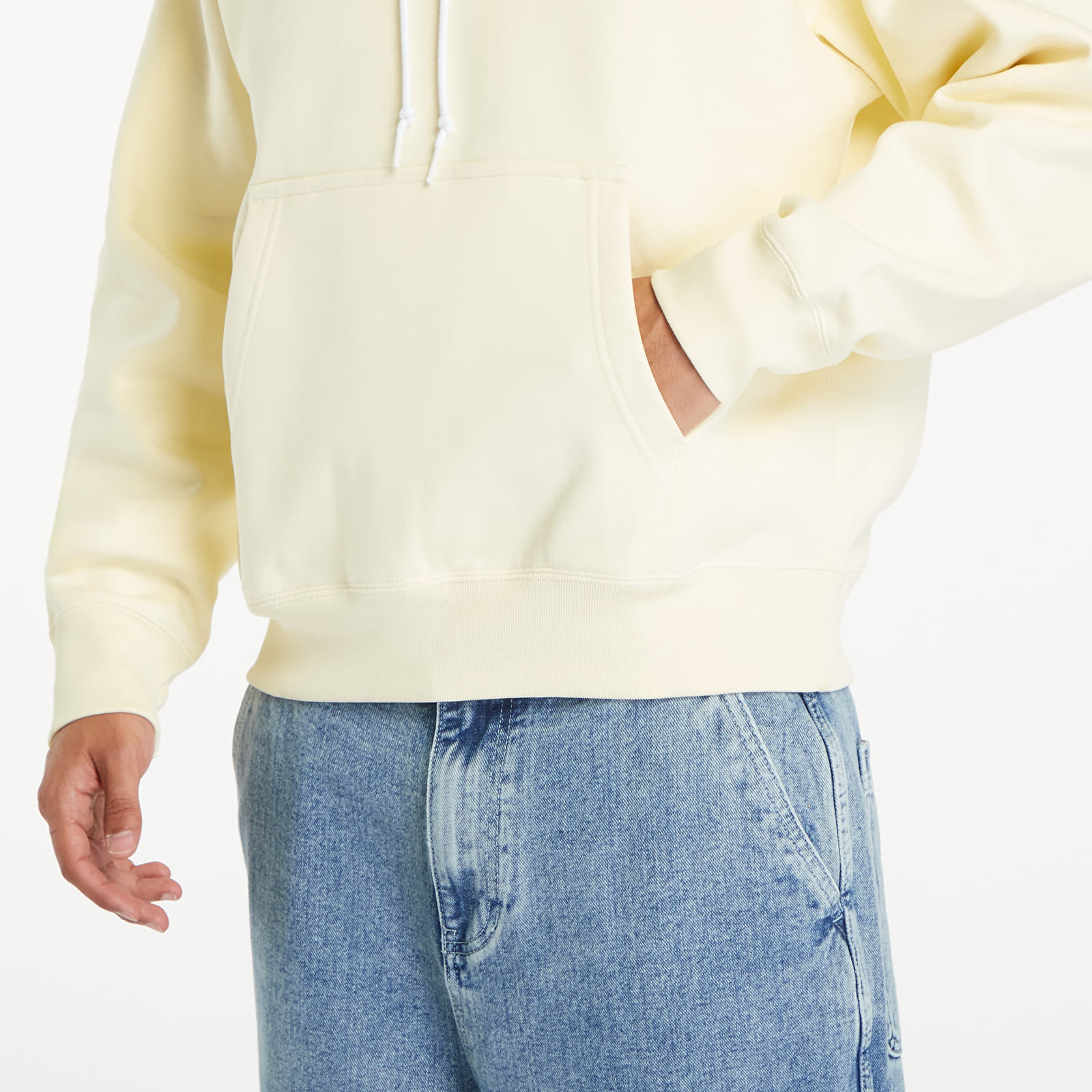 Pánské mikiny Nike Solo Swoosh Fleece Pullover Hoodie Alabaster/ White
