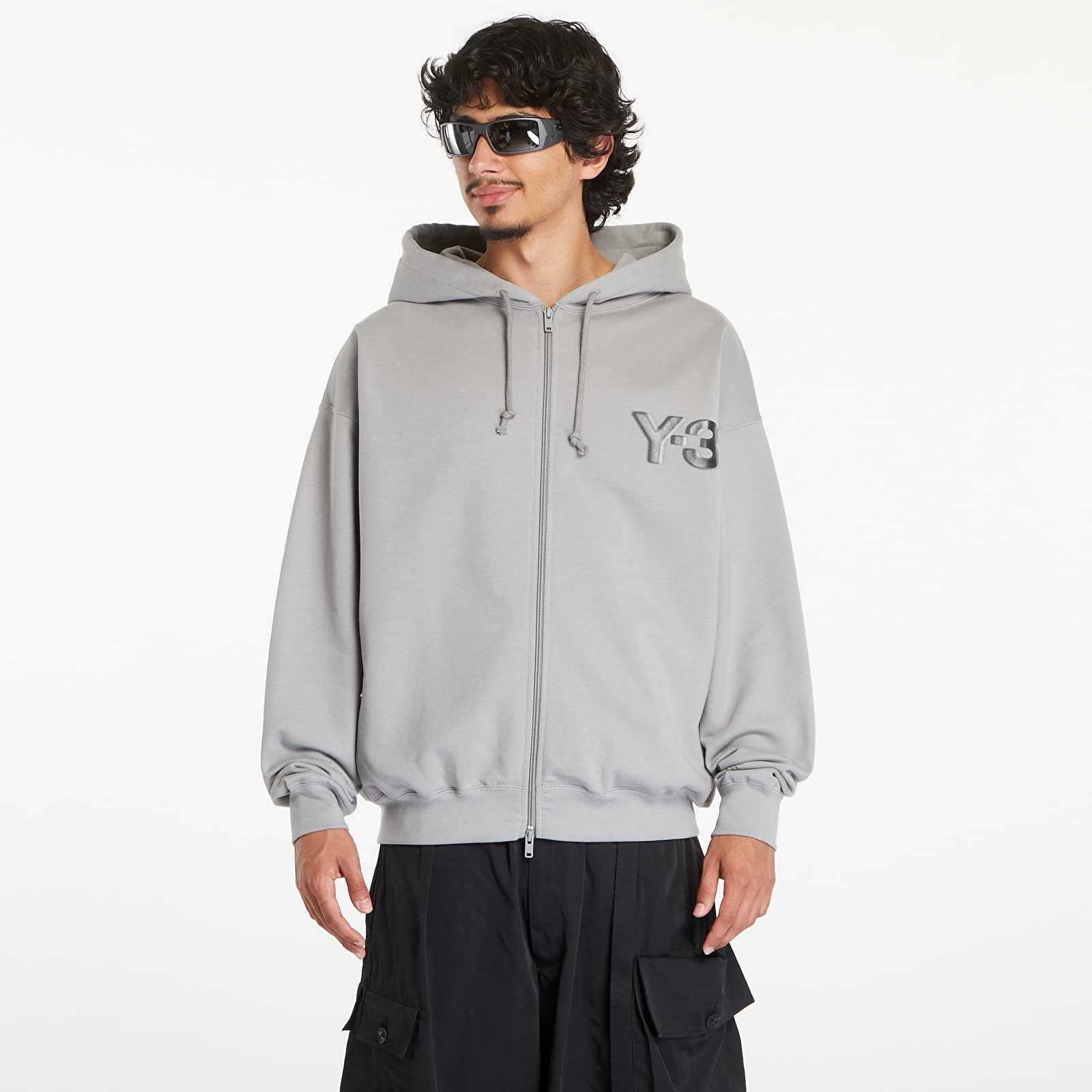 Kapucnis pulóverek és pulcsik Y-3 Logo Zip Hoodie UNISEX Charcolar Solid Grey