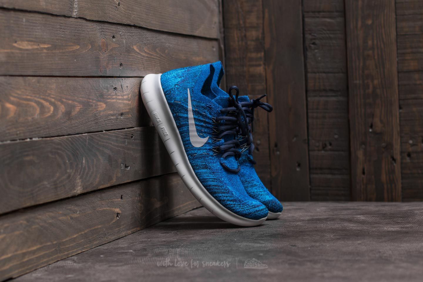 Men s shoes Nike Free Run Flyknit 2017 Deep Royal Blue Wolf Grey