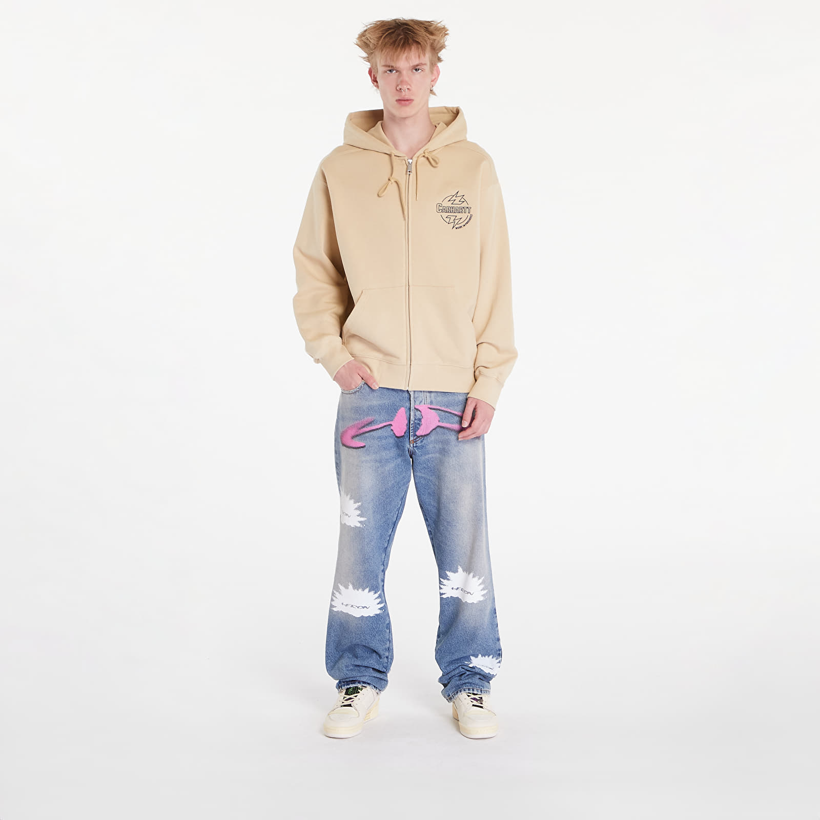 Kapucnis pulóverek és pulcsik Carhartt WIP Ablaze Hoodie UNISEX Cornsilk/ Air Force Blue
