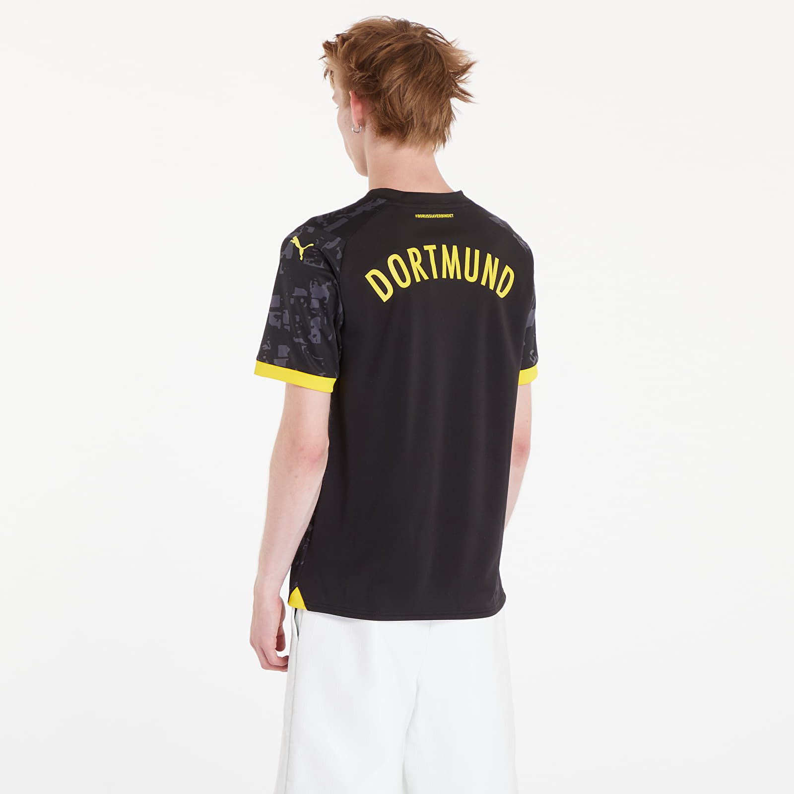 Dresy PUMA Borussia Dortmund Away Replica Jersey T-Shirt Black/ Cyber Yellow