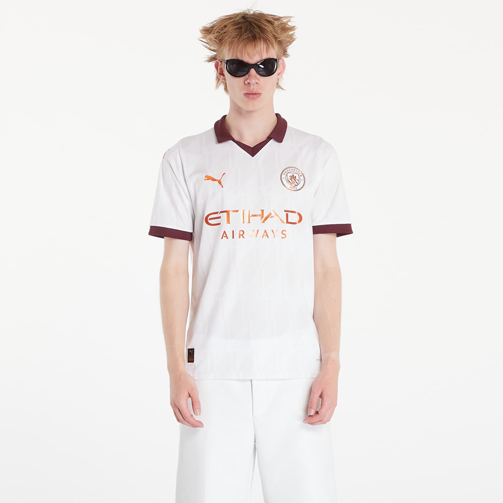 Koszulki PUMA Manchester City FC 23/24 Away Replica Jersey T-Shirt White/ Aubergine