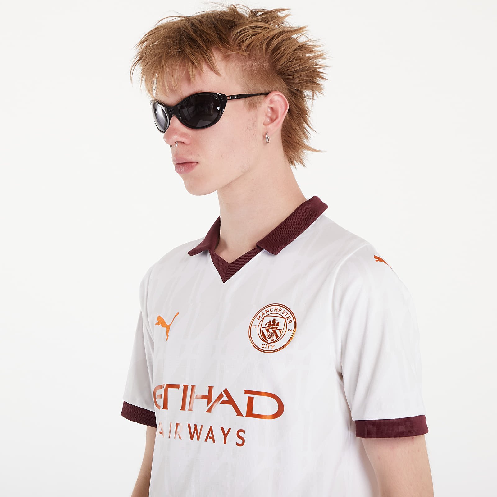 Koszulki PUMA Manchester City FC 23/24 Away Replica Jersey T-Shirt White/ Aubergine