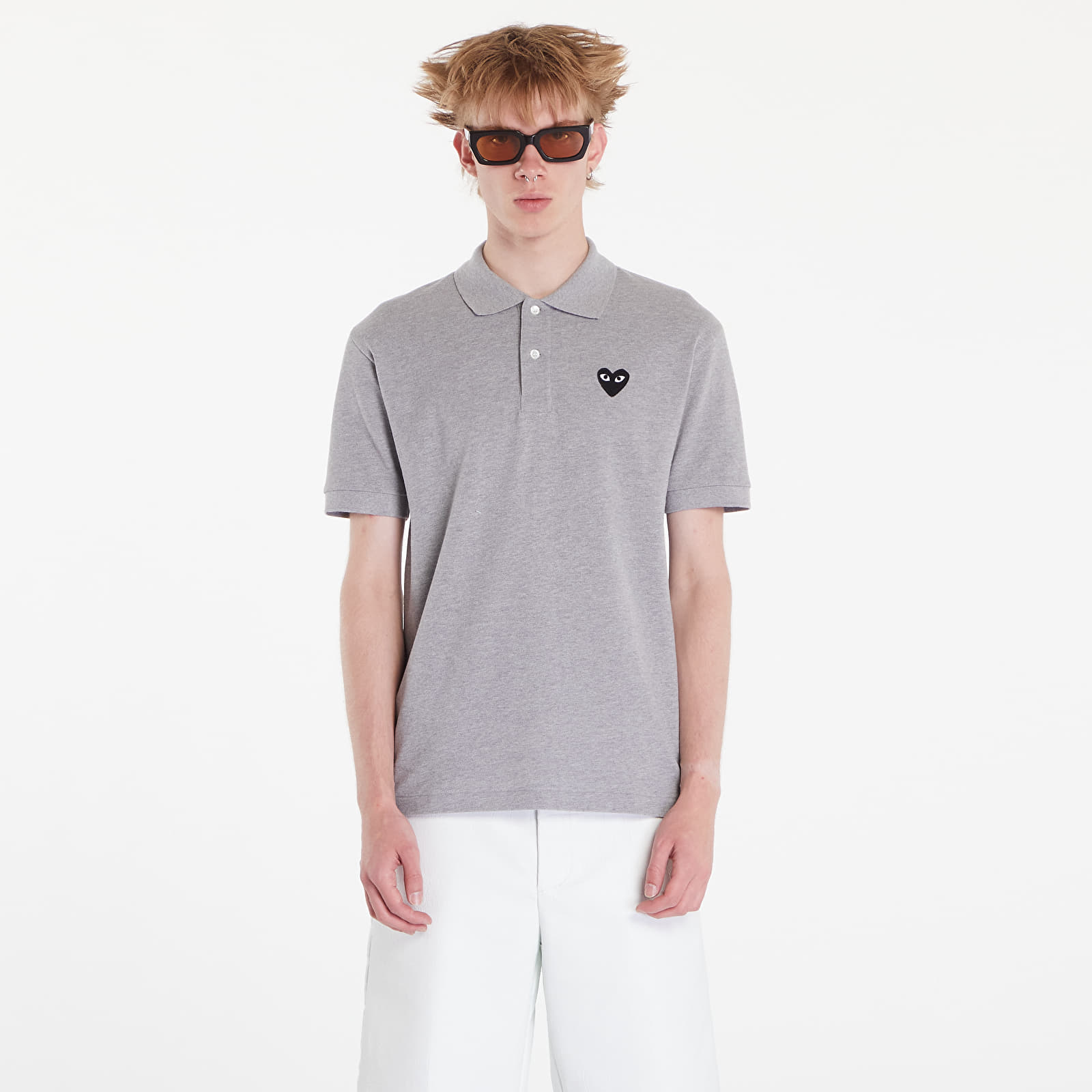 T-Shirts Comme des Garçons PLAY Emblem Knit Short Sleeve Tee UNISEX Grey