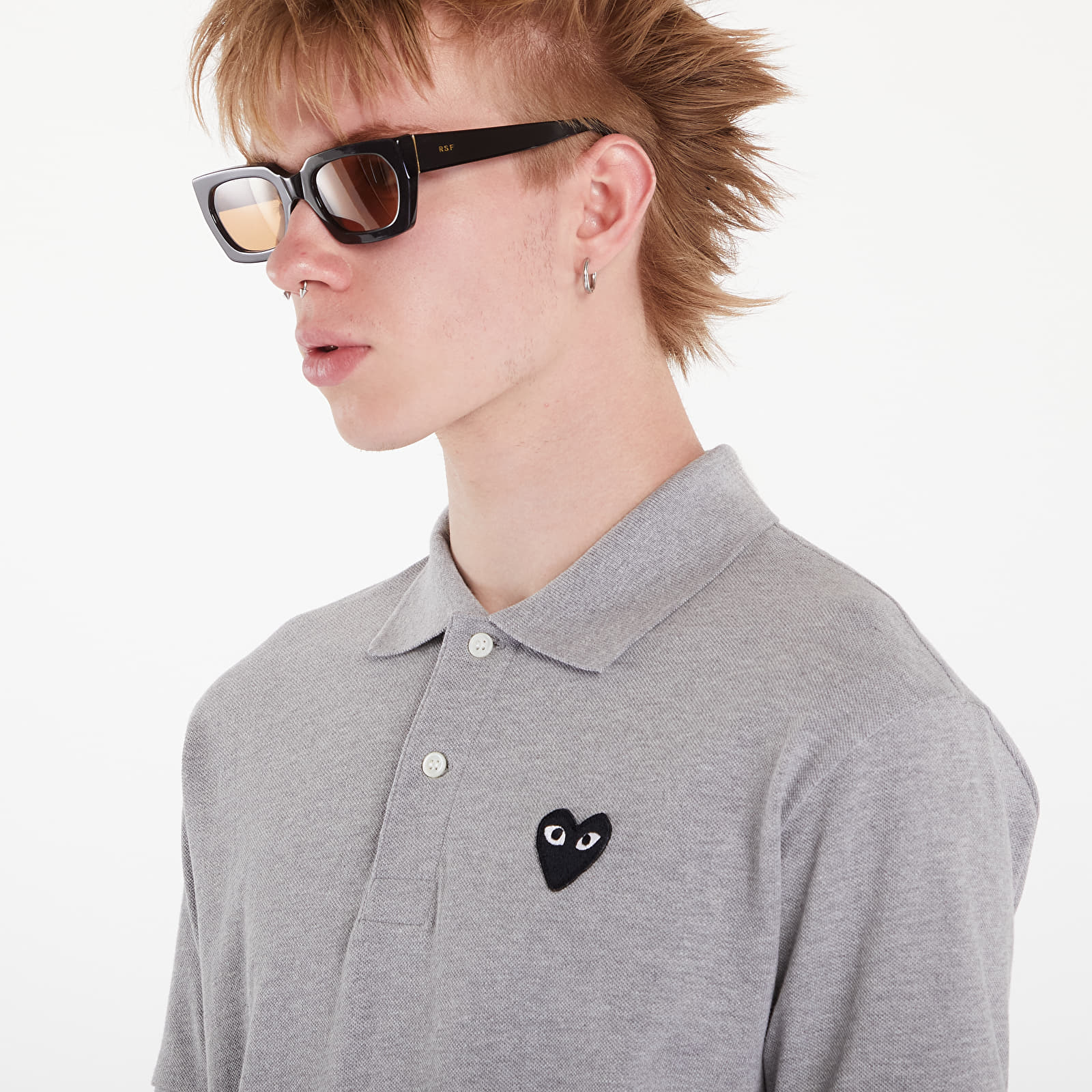 T-Shirts Comme des Garçons PLAY Emblem Knit Short Sleeve Tee UNISEX Grey