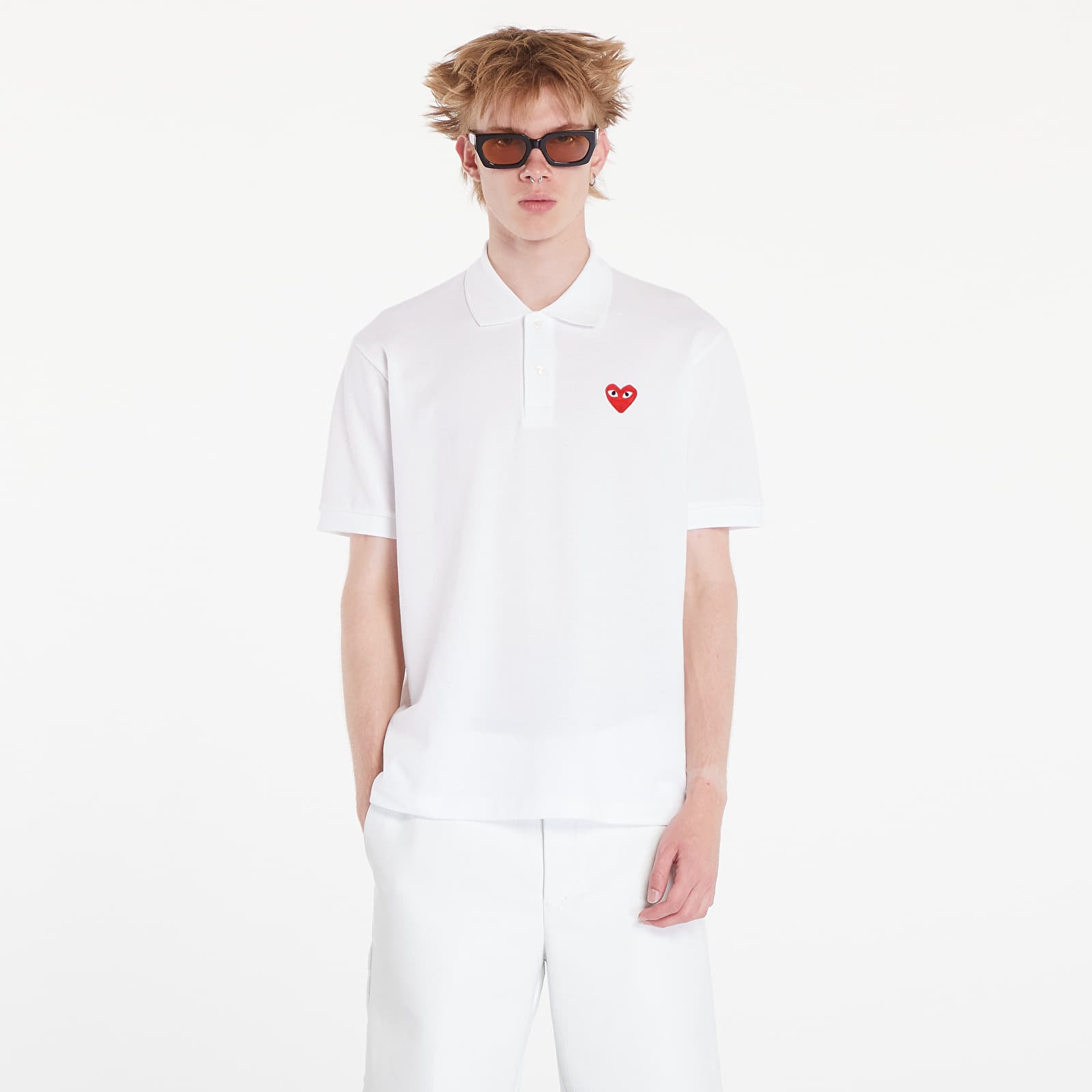 Koszulki Comme des Garçons PLAY Emblem Knit Short Sleeve Tee UNISEX White